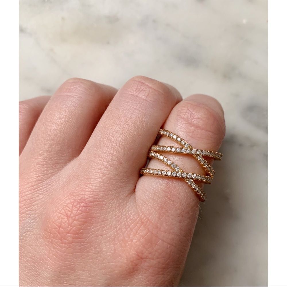 Gold Double Infinity Rhinestone Ring